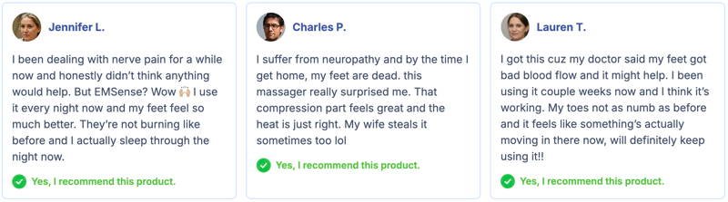 EMSense heat therapy and EMS compression for neuropathy — electric foot massager relieves burning feet, poor circulation, tingling in feet and diabetic foot pain